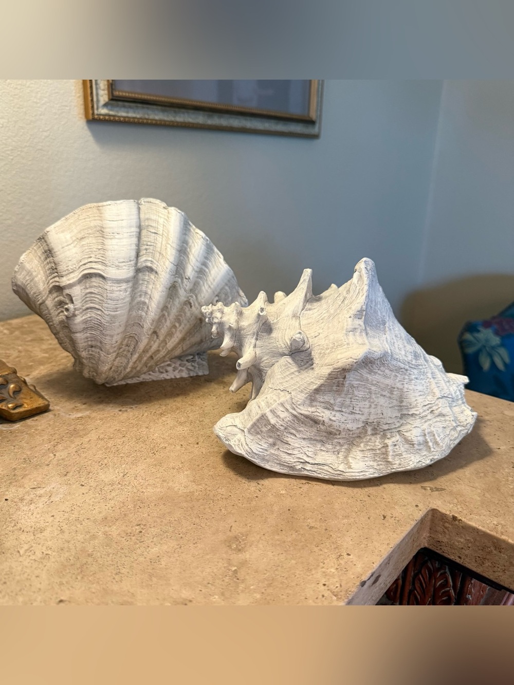 Vintage House Parts Inc Plaster Seashell Sculptures Set Pair